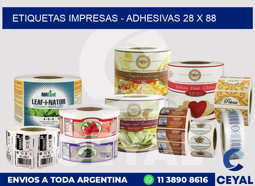 etiquetas impresas – Adhesivas 28 x 88