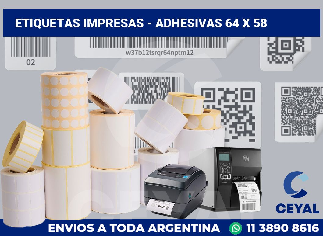 etiquetas impresas - Adhesivas 64 x 58