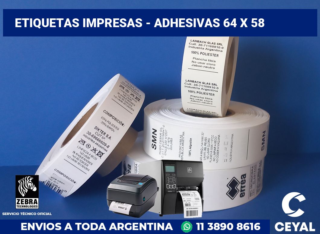 etiquetas impresas – Adhesivas 64 x 58