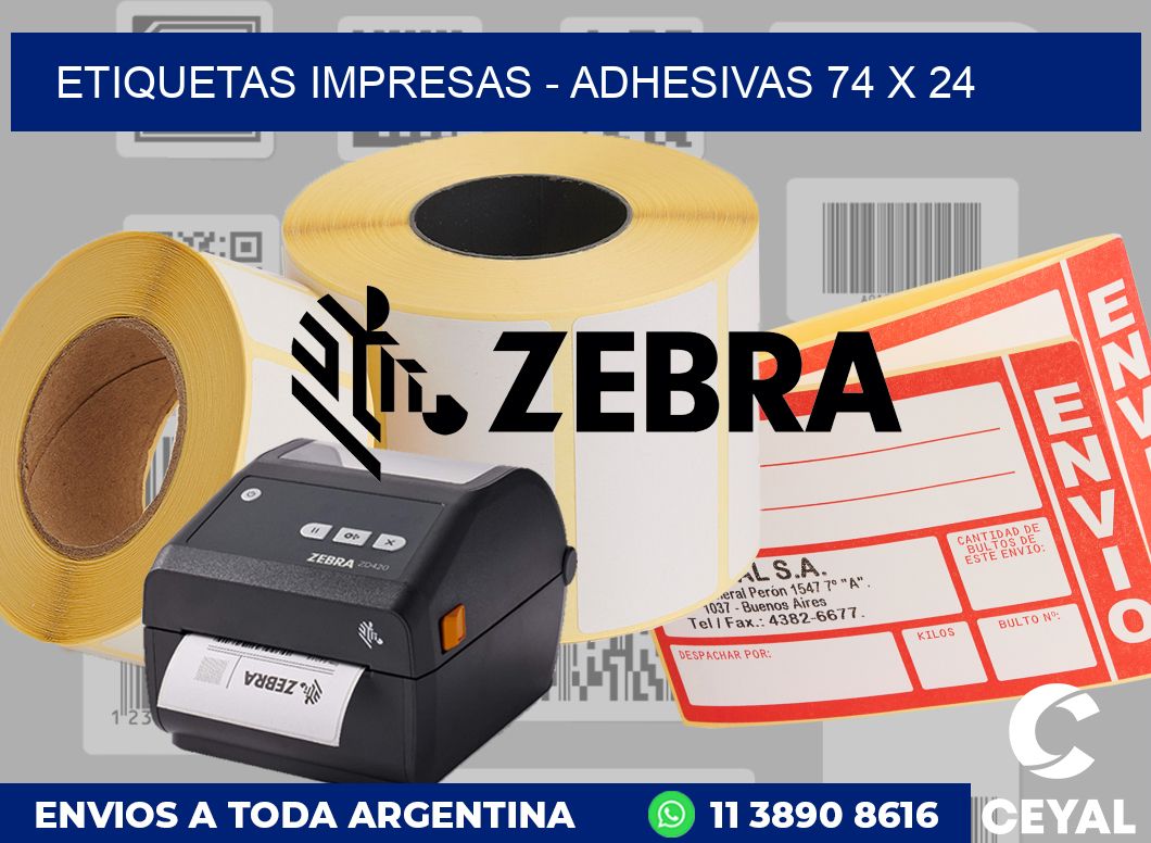 etiquetas impresas - Adhesivas 74 x 24