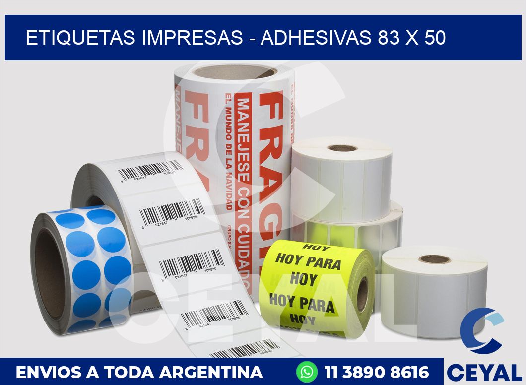 etiquetas impresas - Adhesivas 83 x 50