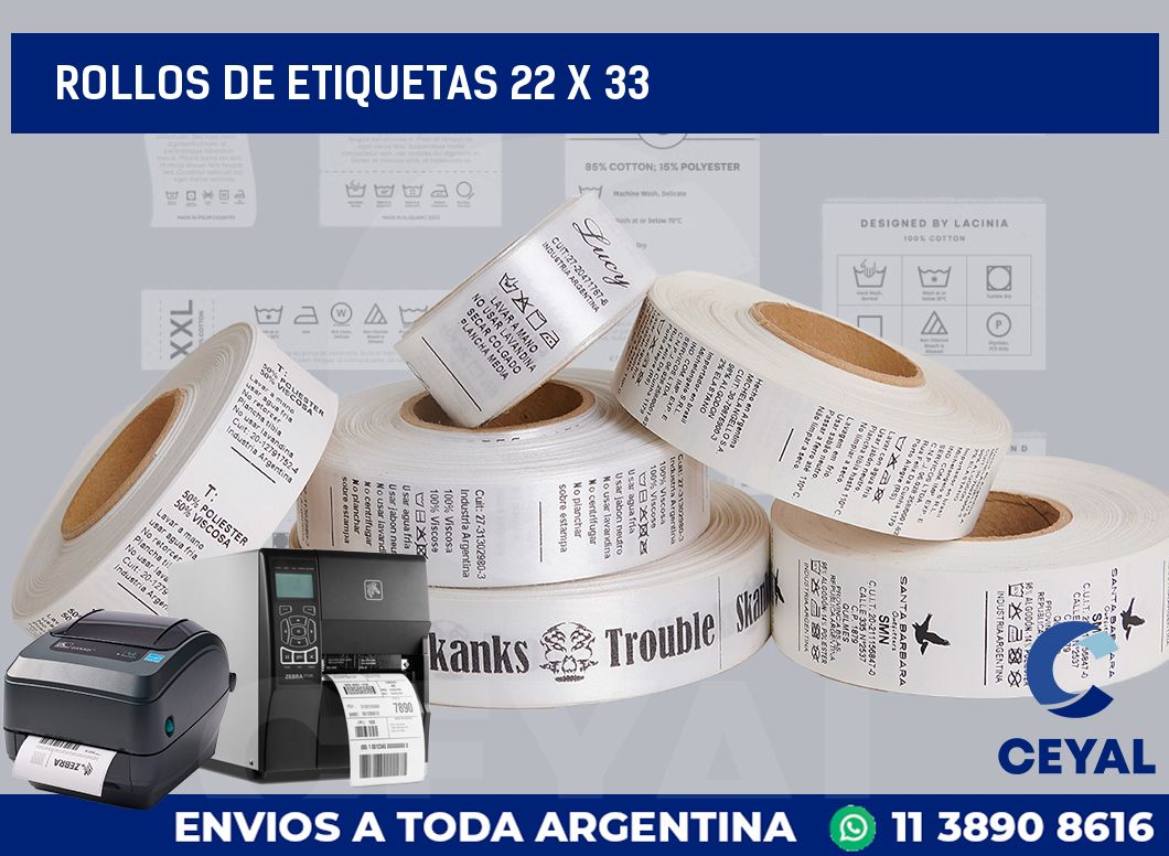 rollos de etiquetas 22 x 33