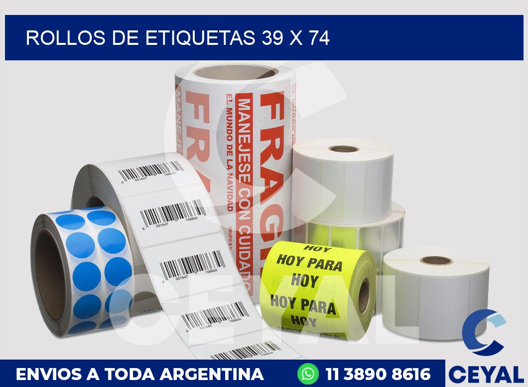 rollos de etiquetas 39 x 74