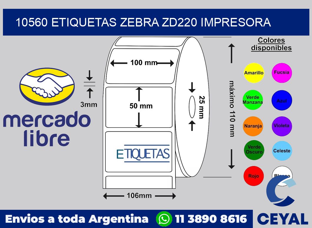 10560 etiquetas Zebra zd220 impresora