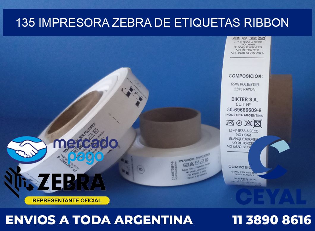 135 Impresora Zebra de etiquetas ribbon