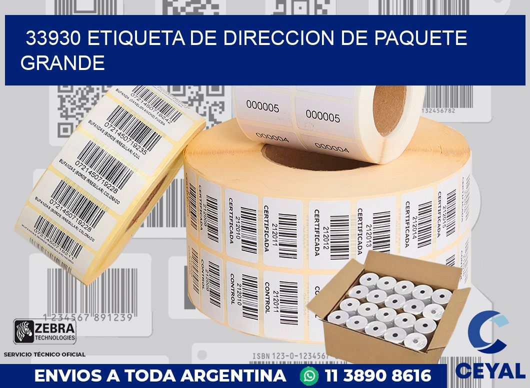 33930 Etiqueta de direccion de paquete grande
