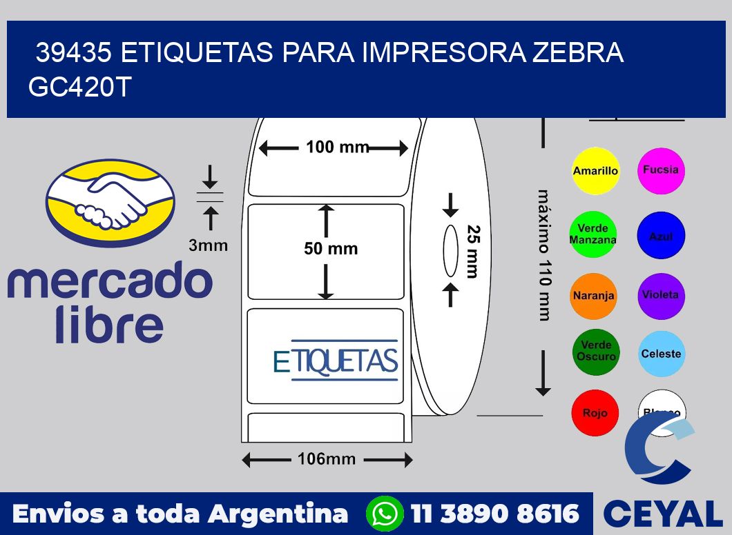 39435 etiquetas para impresora zebra GC420T