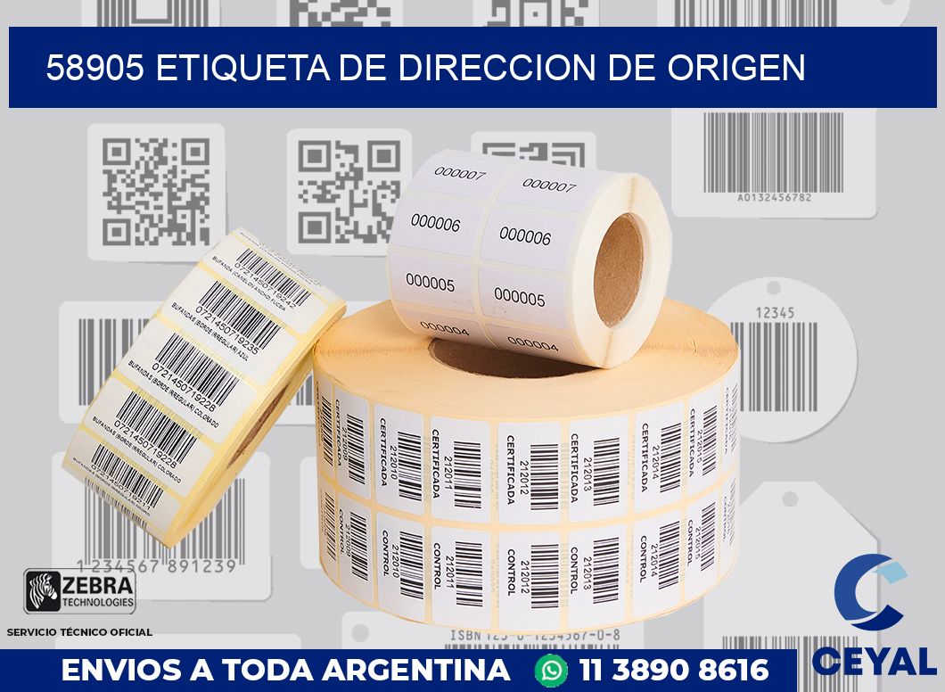 58905 Etiqueta de direccion de origen