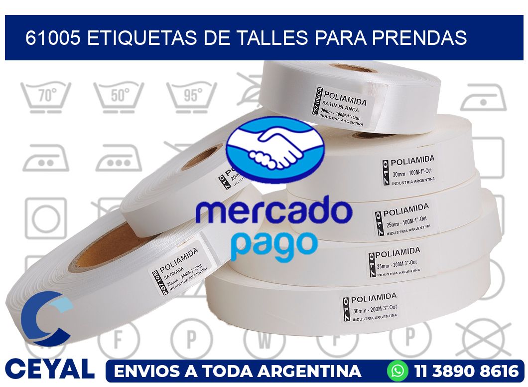 61005 Etiquetas de talles para Prendas