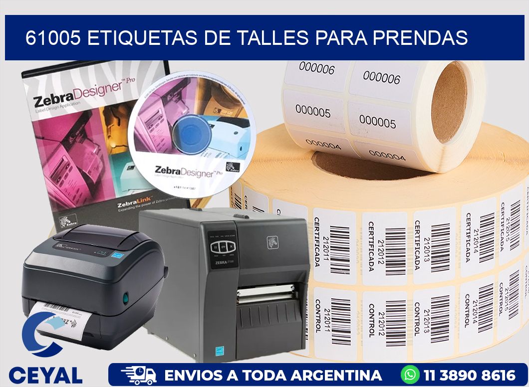 61005 Etiquetas de talles para Prendas