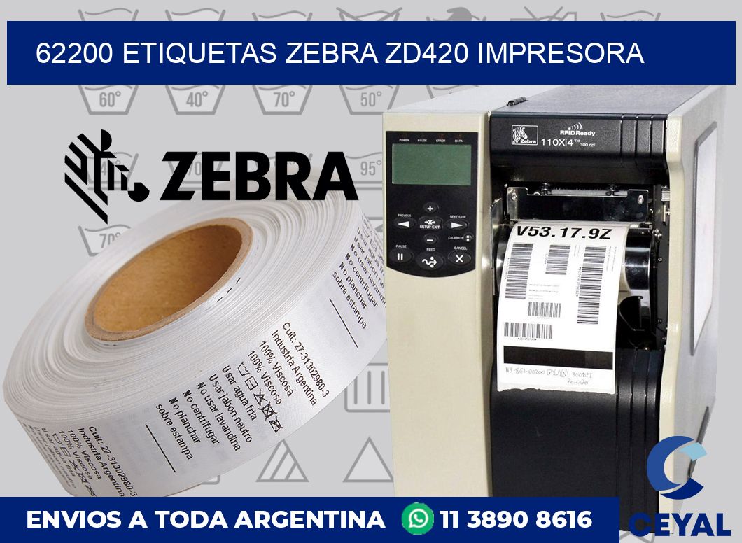 62200 etiquetas Zebra zd420 impresora
