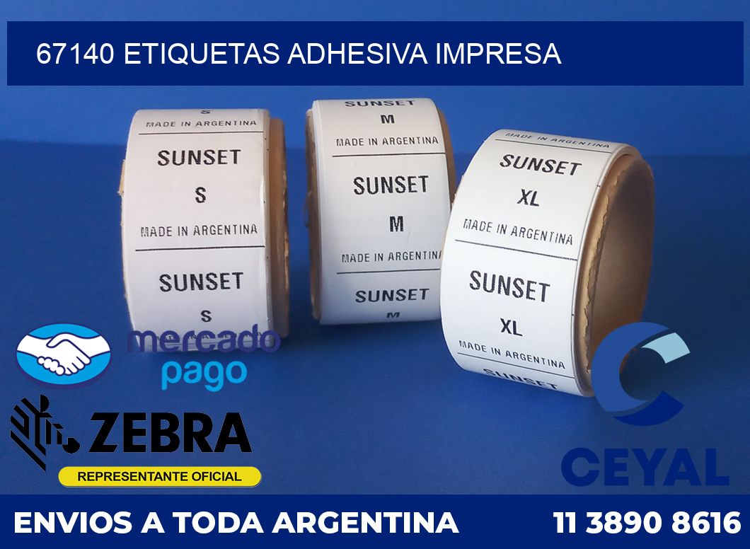 67140 etiquetas adhesiva impresa