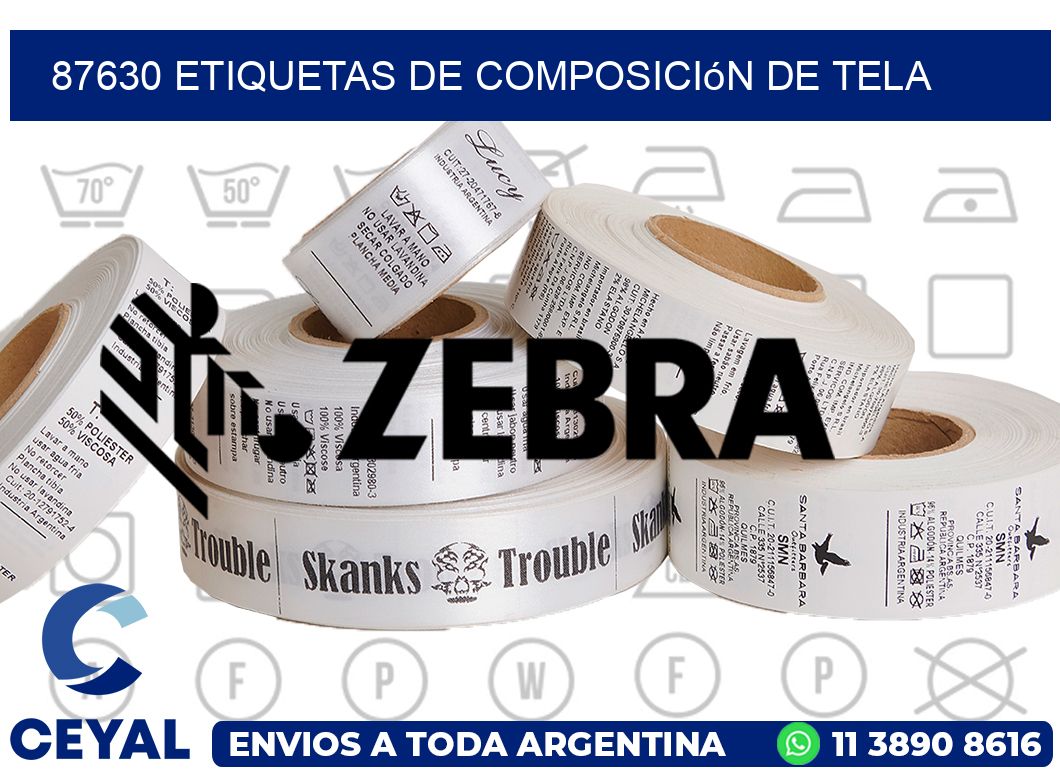 87630 Etiquetas de Composición de Tela