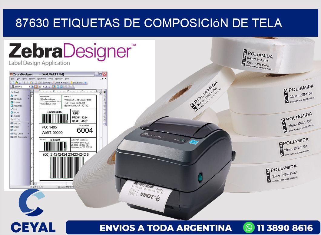 87630 Etiquetas de Composición de Tela