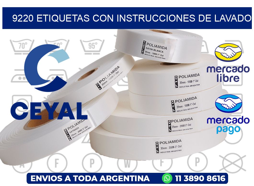 9220 Etiquetas con instrucciones de lavado