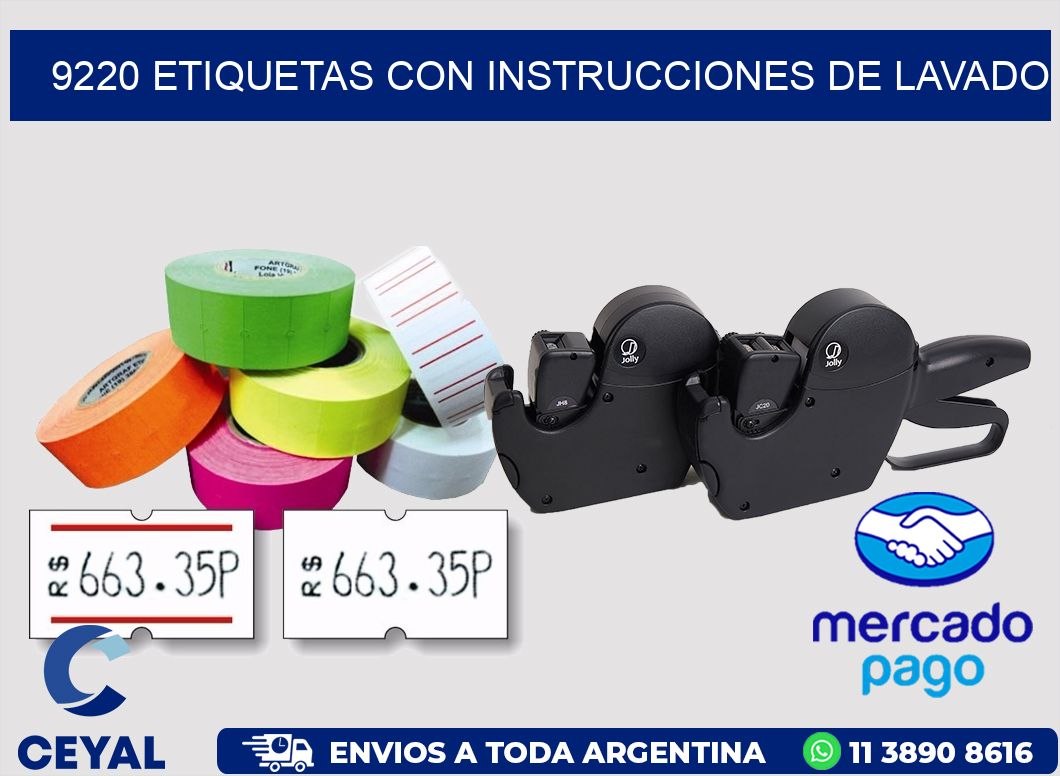 9220 Etiquetas con instrucciones de lavado