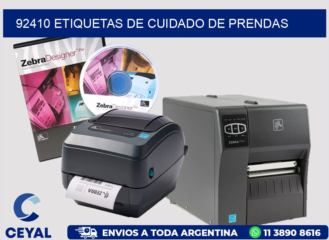 92410 Etiquetas de cuidado de Prendas