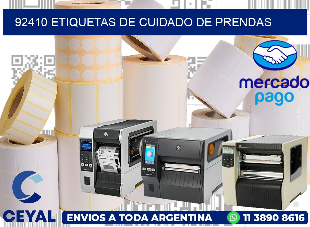92410 Etiquetas de cuidado de Prendas