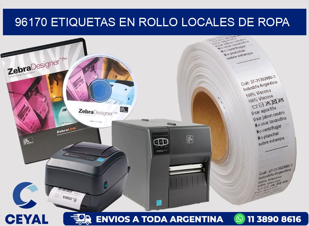 96170 Etiquetas en rollo locales de ropa