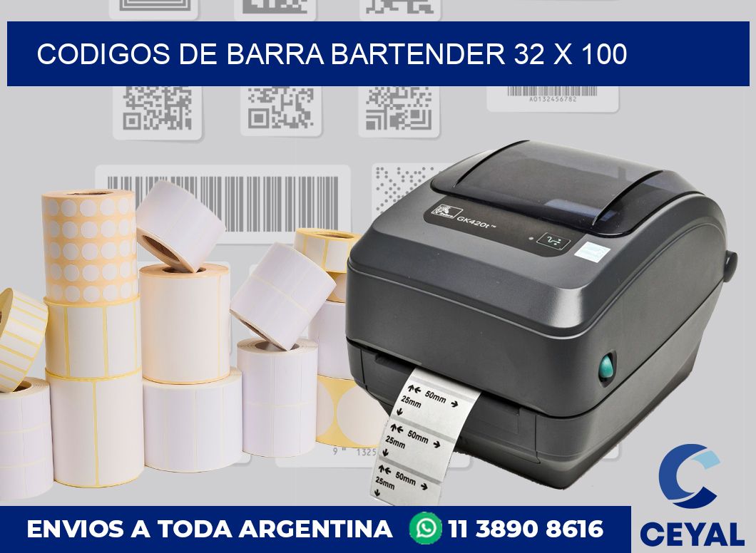 Codigos de barra Bartender 32 x 100