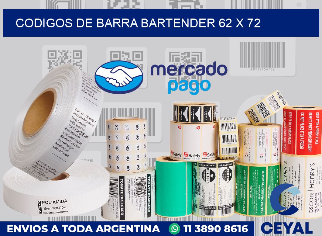 Codigos de barra Bartender 62 x 72