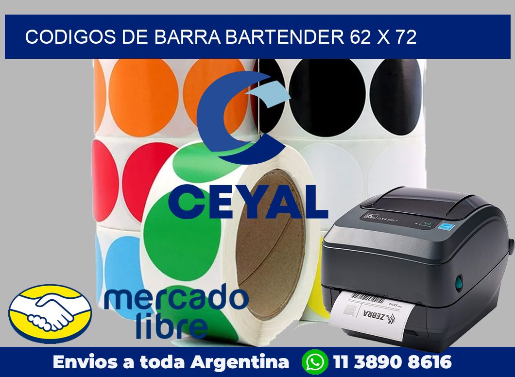 Codigos de barra Bartender 62 x 72