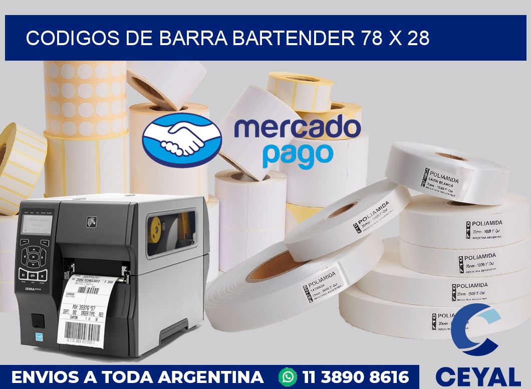 Codigos de barra Bartender 78 x 28