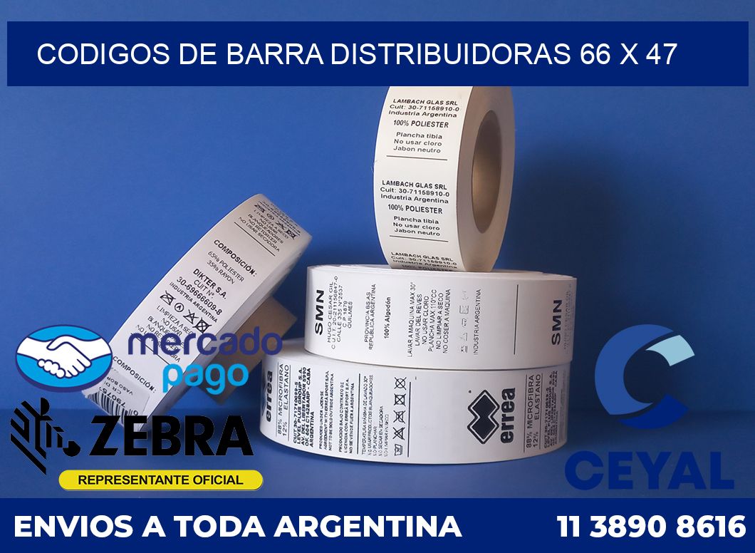 Codigos de barra distribuidoras 66 x 47