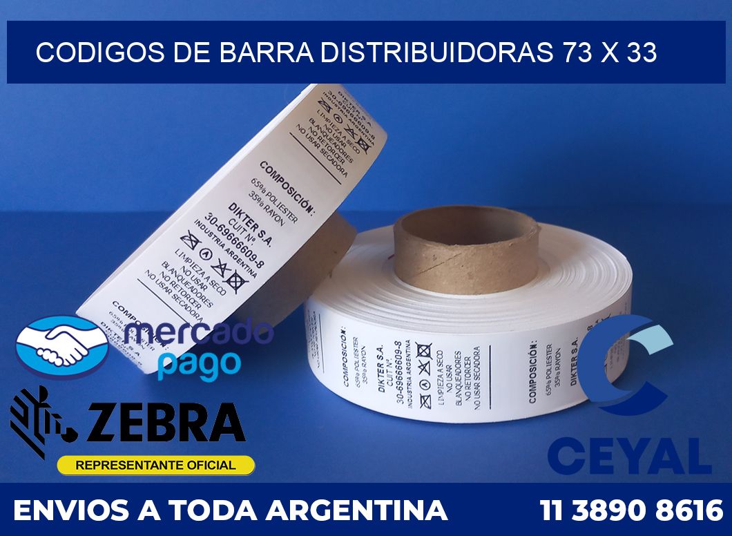 Codigos de barra distribuidoras 73 x 33