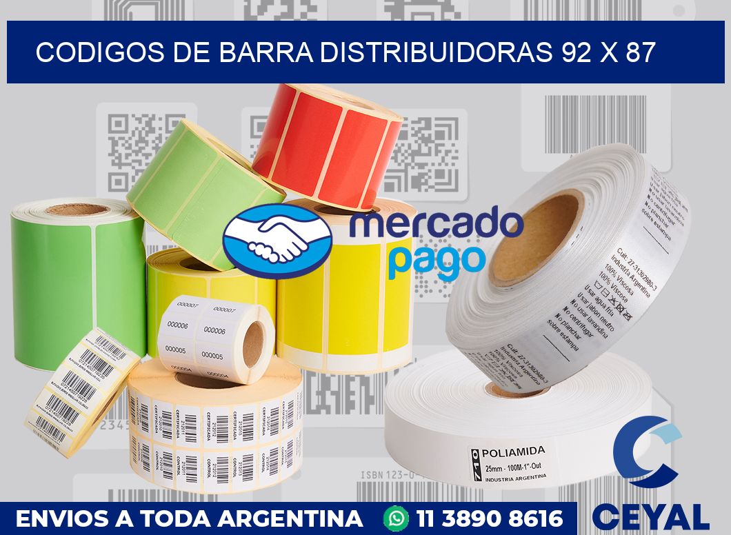 Codigos de barra distribuidoras 92 x 87