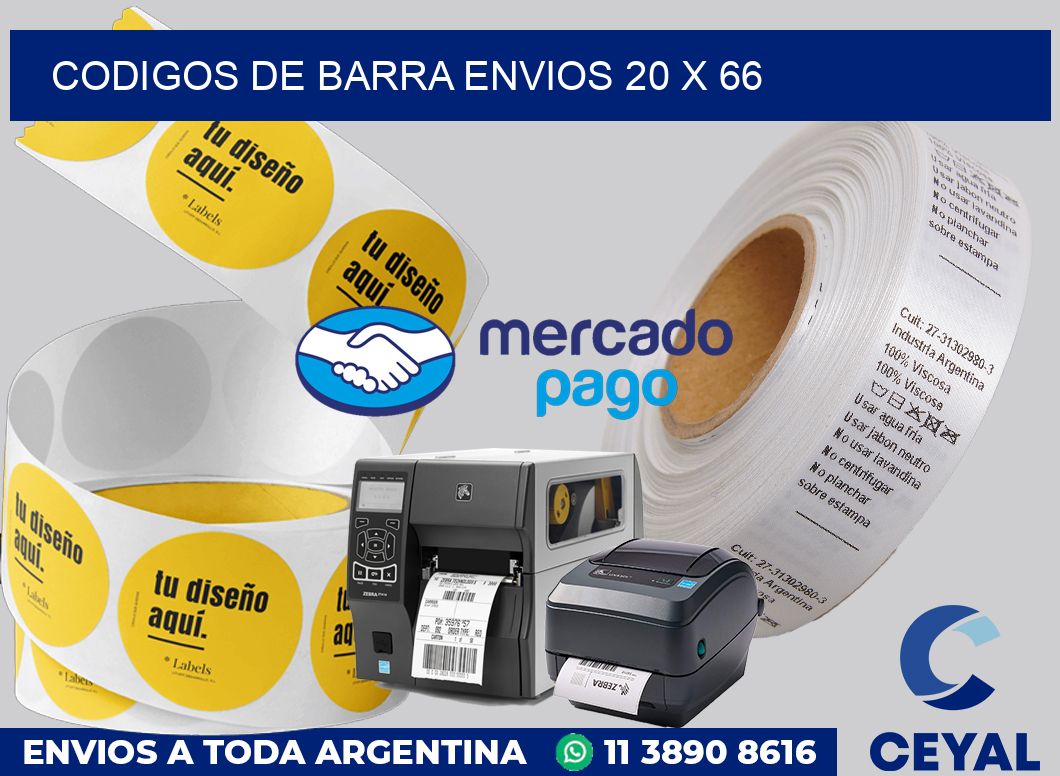 Codigos de barra envios 20 x 66