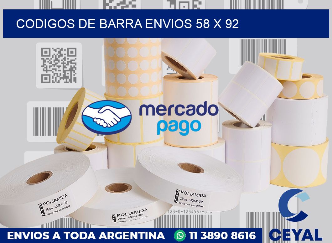 Codigos de barra envios 58 x 92