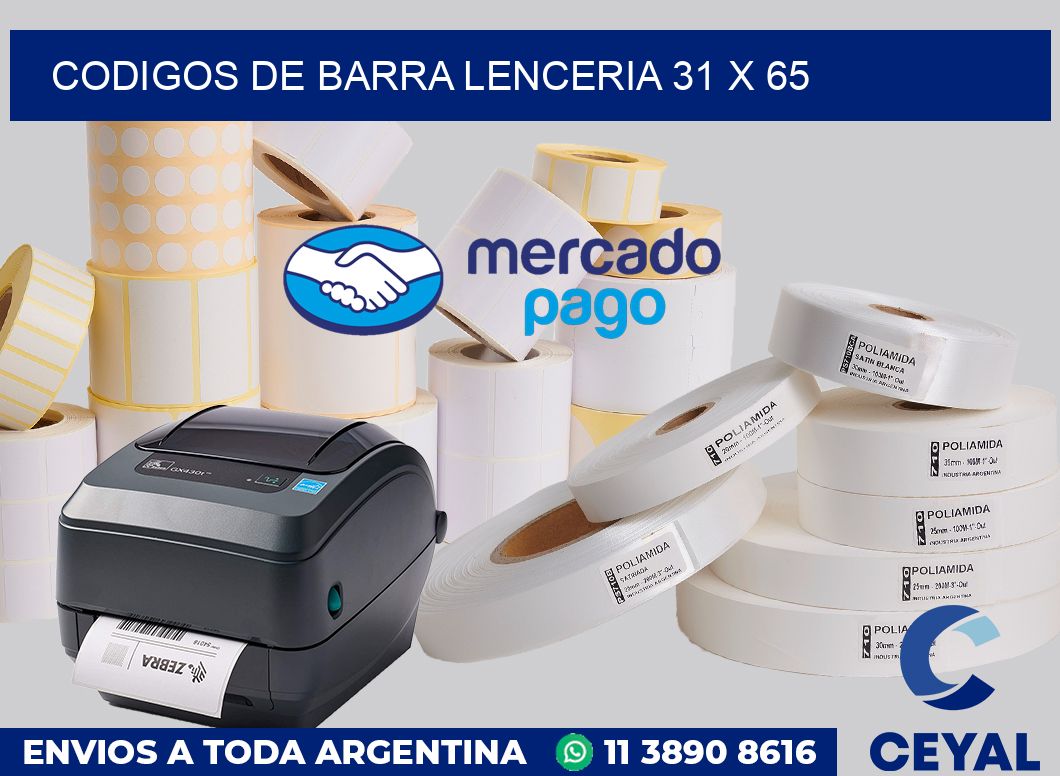 Codigos de barra lenceria 31 x 65