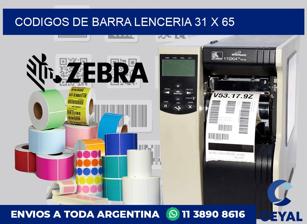 Codigos de barra lenceria 31 x 65