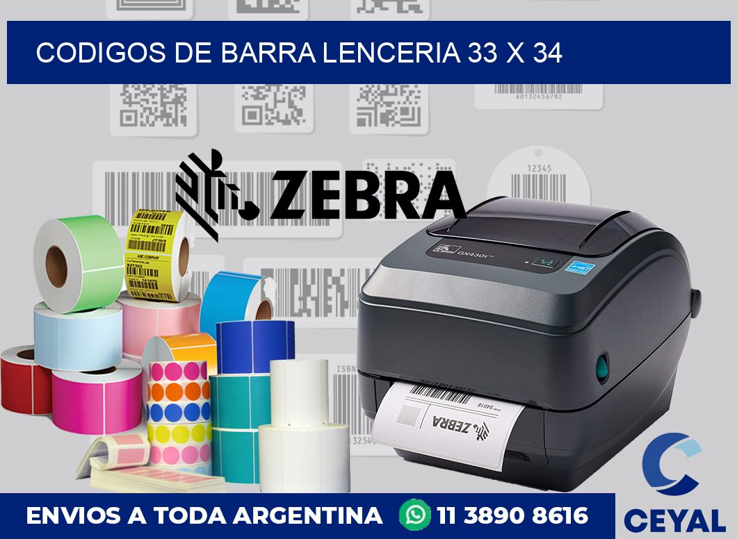 Codigos de barra lenceria 33 x 34