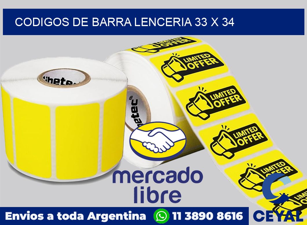 Codigos de barra lenceria 33 x 34
