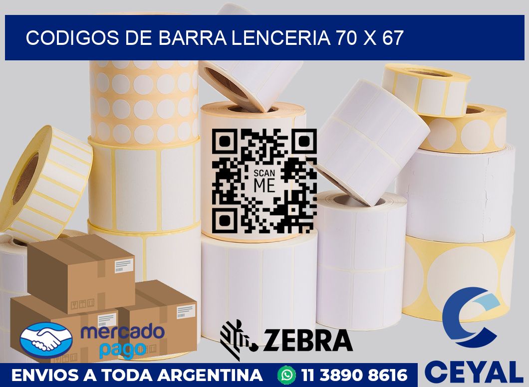 Codigos de barra lenceria 70 x 67