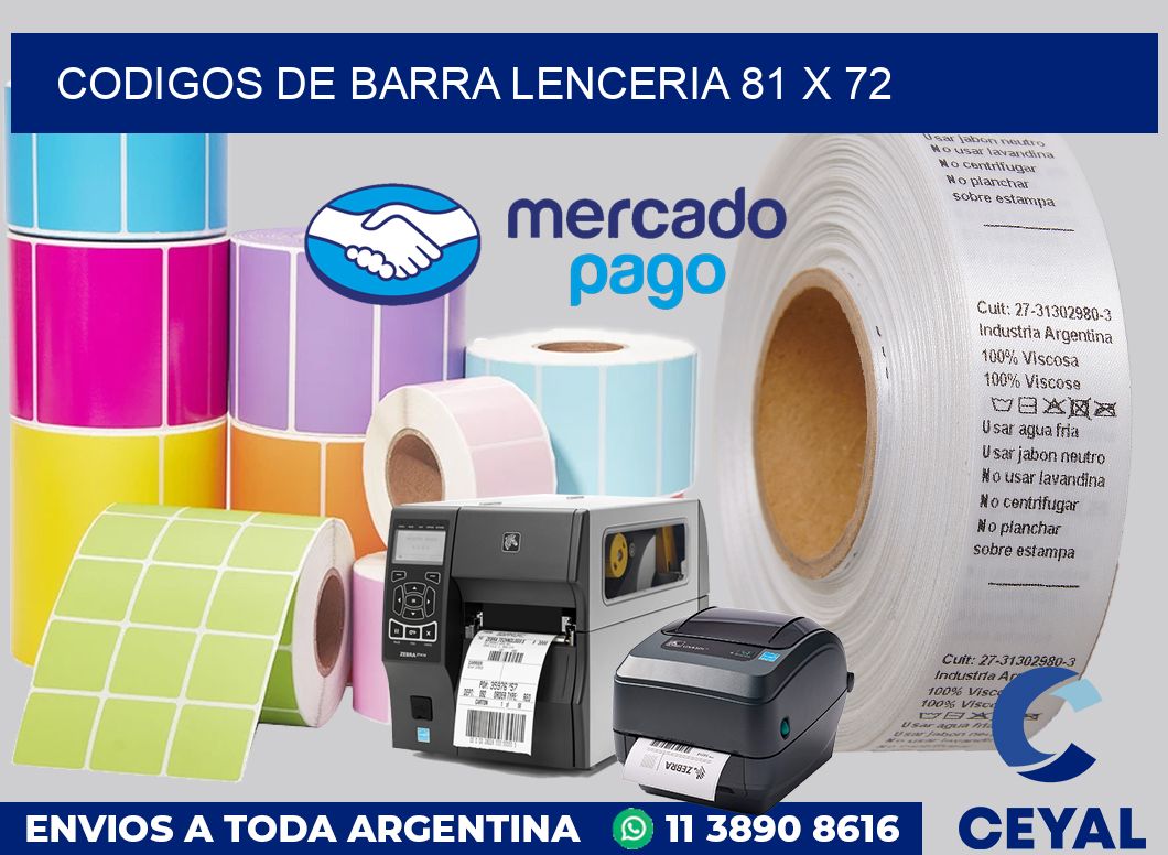 Codigos de barra lenceria 81 x 72