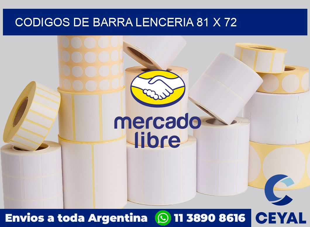 Codigos de barra lenceria 81 x 72