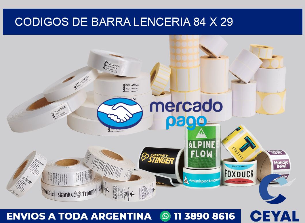 Codigos de barra lenceria 84 x 29