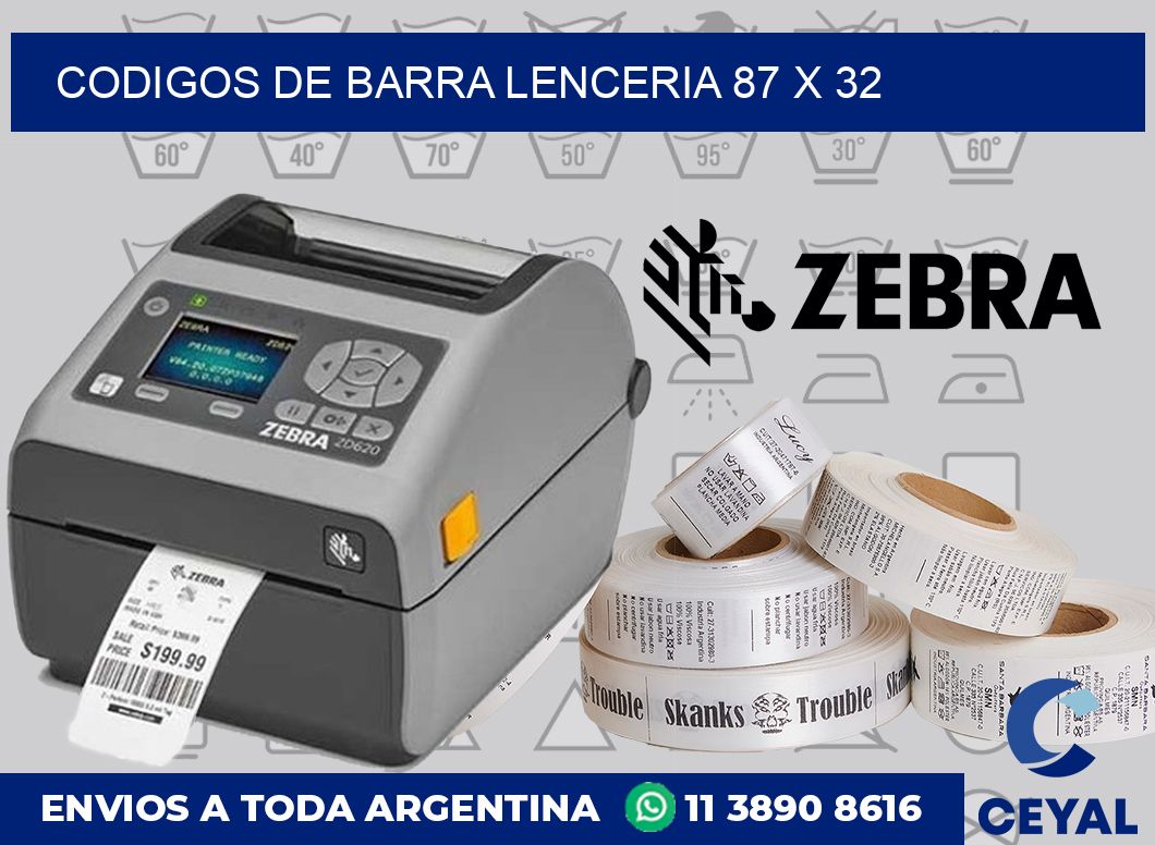 Codigos de barra lenceria 87 x 32