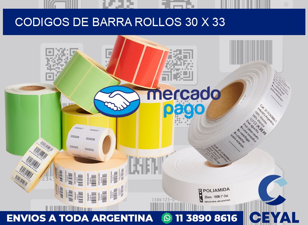 Codigos de barra rollos 30 x 33