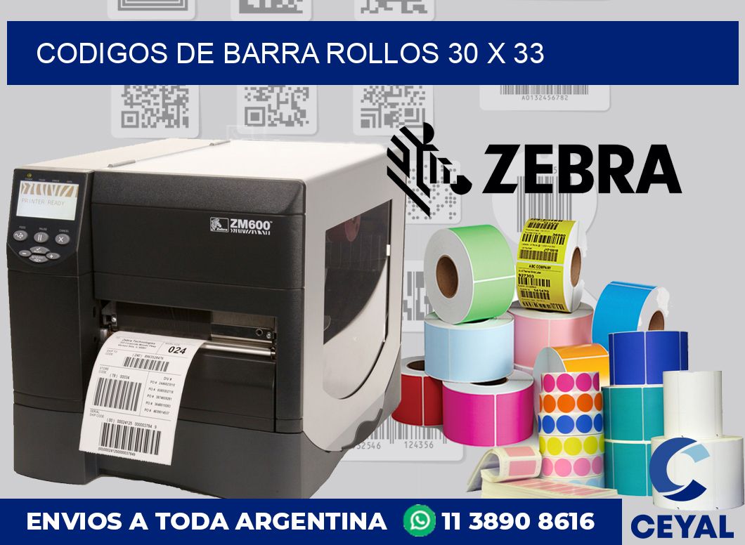 Codigos de barra rollos 30 x 33