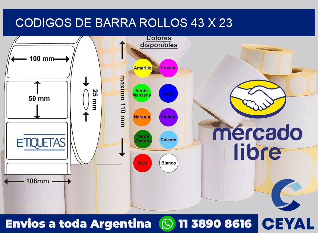 Codigos de barra rollos 43 x 23