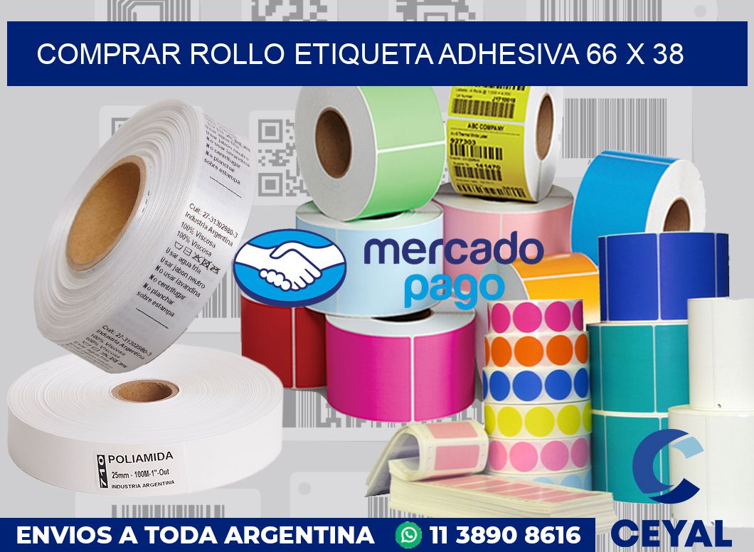 Comprar rollo etiqueta adhesiva 66 x 38