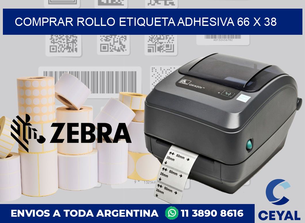 Comprar rollo etiqueta adhesiva 66 x 38