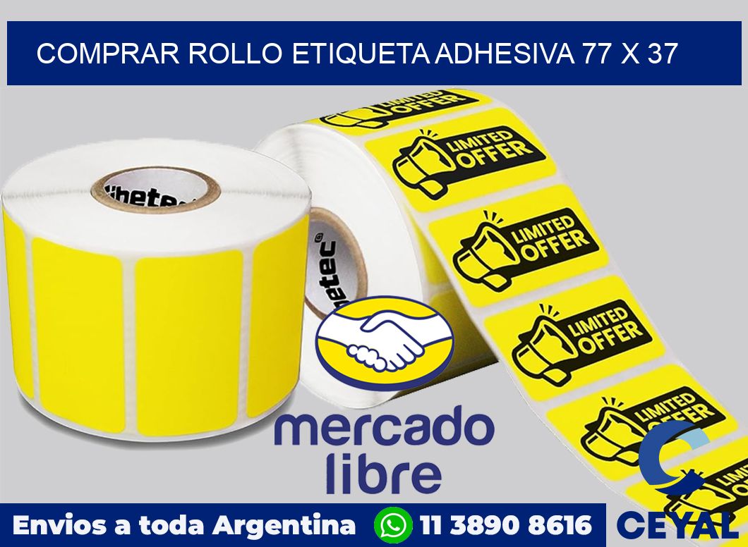 Comprar rollo etiqueta adhesiva 77 x 37