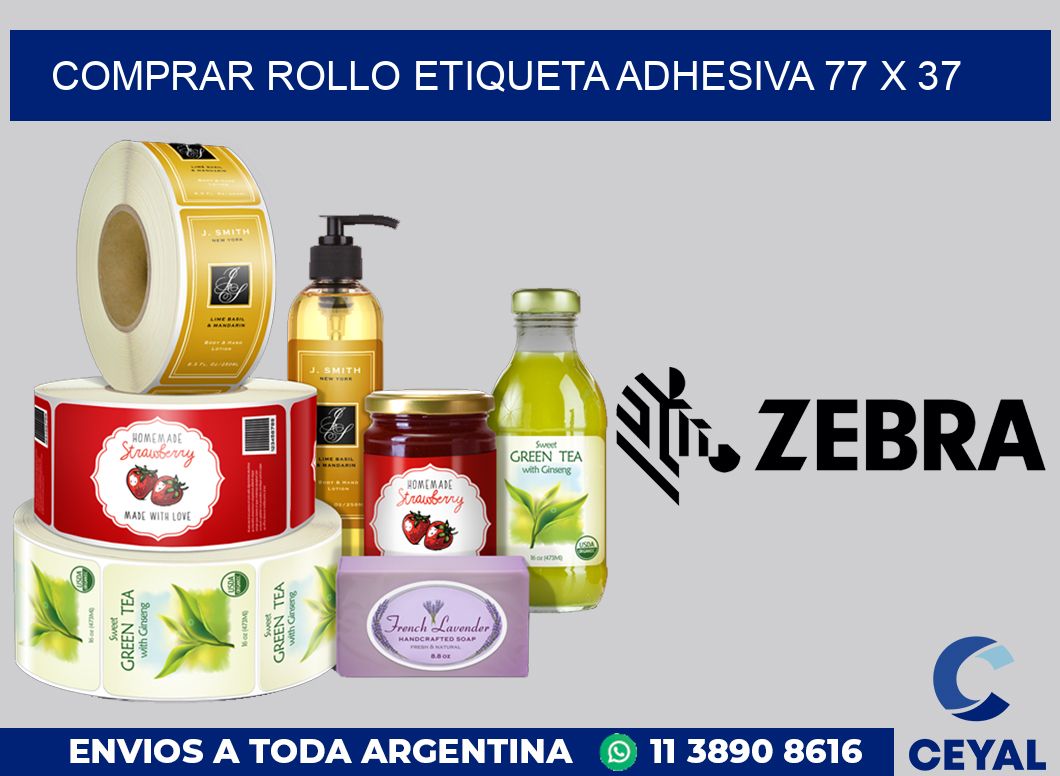 Comprar rollo etiqueta adhesiva 77 x 37