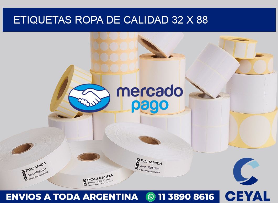 Etiquetas ropa de calidad 32 x 88