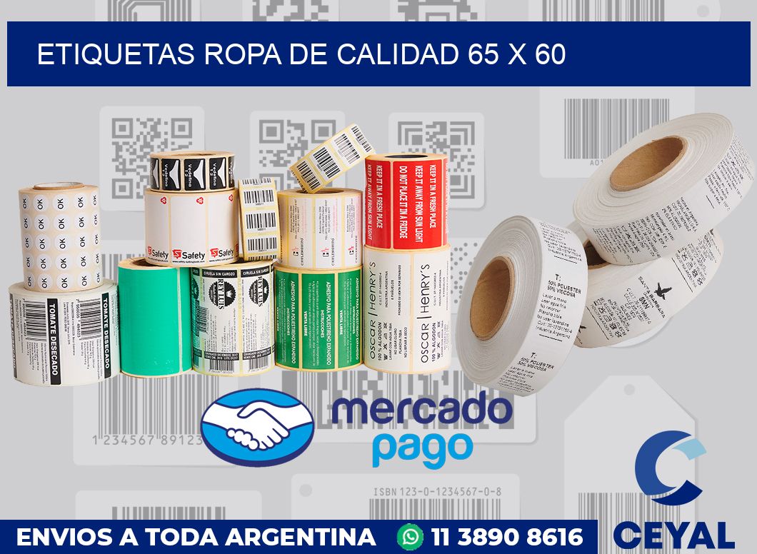 Etiquetas ropa de calidad 65 x 60